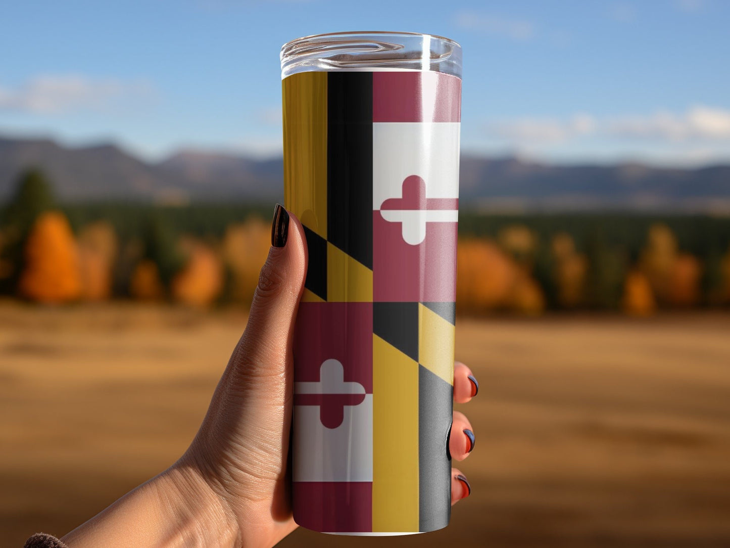 Maryland Flag Tumbler, State Pride Drinkware, Colorful Maryland Flag Design, Perfect Gift for Marylanders, Unique Souvenir Tumbler