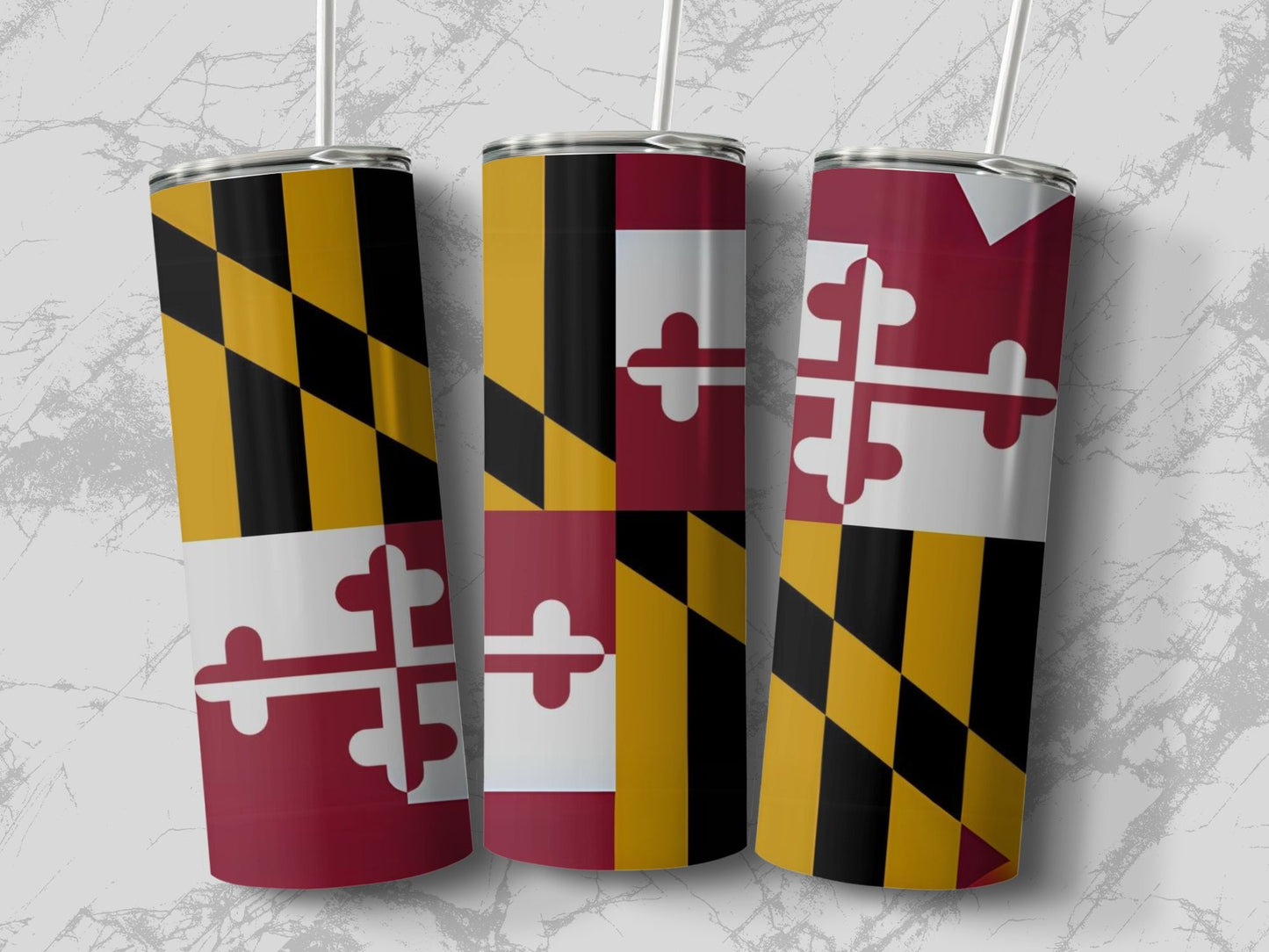 Maryland Flag Tumbler, State Pride Drinkware, Colorful Maryland Flag Design, Perfect Gift for Marylanders, Unique Souvenir Tumbler