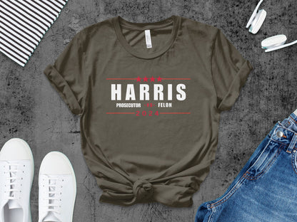 HARRIS 2024 Prosecutor vs Felon T-Shirt, Election Campaign Tee, Political Statement Shirt, Humor Graphic Tee, Presidential Election 2024