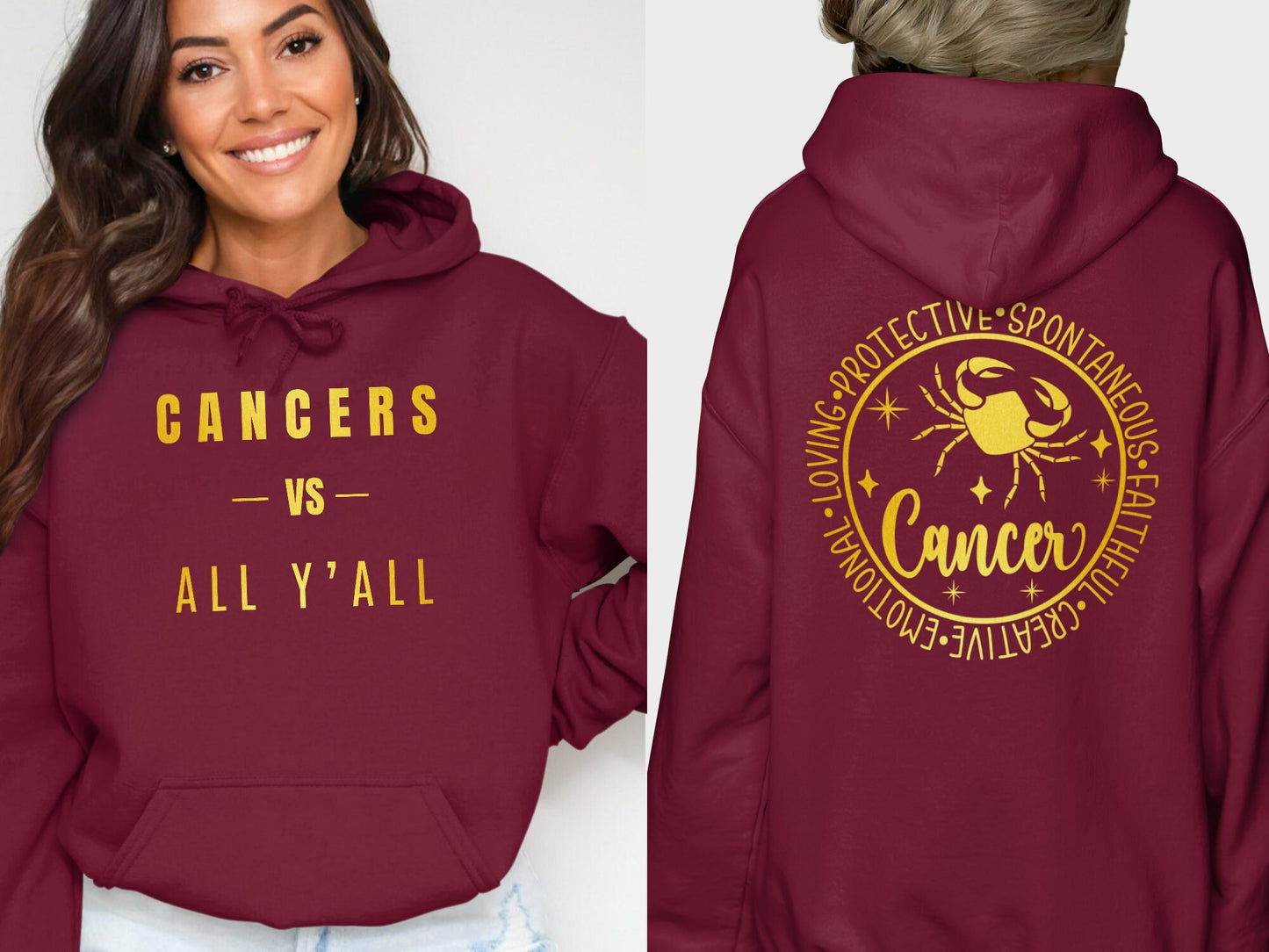 Cancers Vs All Y'all Motivational T-Shirt or Hoodie, Horoscope. Zodiac, Star Sign, Unique  Birthday Gift, Gift for him, Gift for her