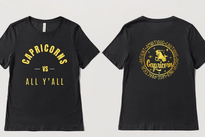 Capricorns VS All Y'all T-Shirt or Hoodie, Funny, Zodiac, Astrology, Horoscope, Enthusiast, Unique Birthday Gift, Gift for him, Gift for her