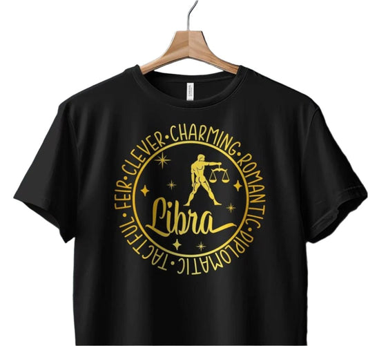 LIBRA Zodiac Sign T-Shirt, Astrological Horoscope,  Romantic Gift, Unique  Birthday Gift, Gift for him, Gift for her, LIBRA Season