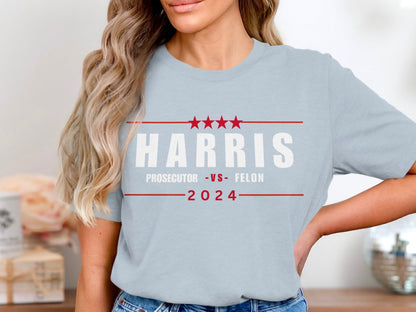 HARRIS 2024 Prosecutor vs Felon T-Shirt, Election Campaign Tee, Political Statement Shirt, Humor Graphic Tee, Presidential Election 2024