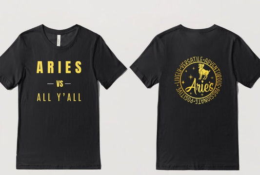 Aries vs All Y'all Graphic T-Shirt or Hoodie, Zodiac, Astrology, Star Sign, Unique,  Birthday Gift, Gift for him, Gift for her