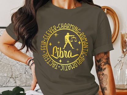 LIBRA Zodiac Sign T-Shirt, Astrological Horoscope,  Romantic Gift, Unique  Birthday Gift, Gift for him, Gift for her, LIBRA Season