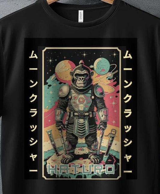 Retro Space Ape T-Shirt, Vintage Sci-Fi Monkey Astronaut Tee, Men's Cosmic Gorilla Graphic Shirt, Cool Nerd Apparel