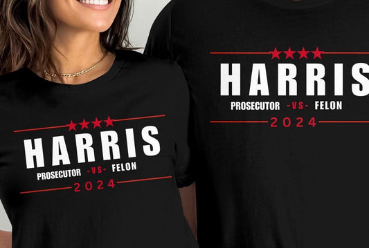 HARRIS 2024 Prosecutor vs Felon T-Shirt, Election Campaign Tee, Political Statement Shirt, Humor Graphic Tee, Presidential Election 2024