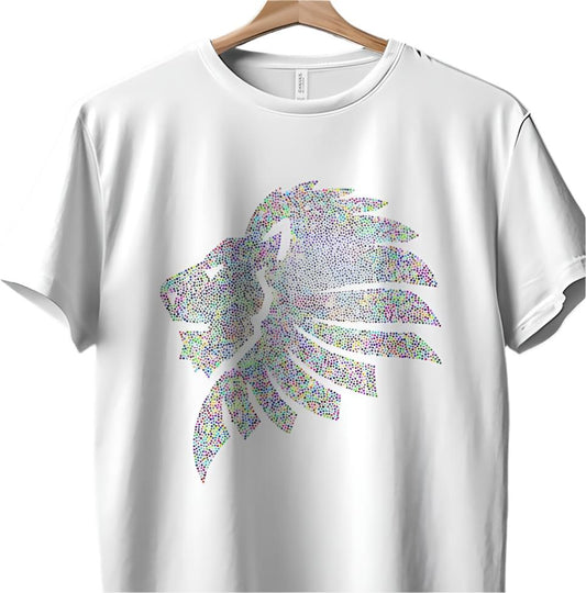 Colorful Dotted Lion Head T-Shirt, Unique Animal Art Design Tee, Trendy Graphic Tee, Vibrant Lion Shirt, Cool Gift Idea, Casual Wear