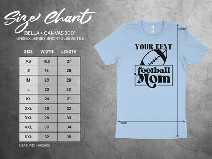 Custom Football Mom T-Shirt, Personalized Football Mom Shirt, Football Mom Gift, Sports Mom Shirt, Customizable Sports Mom Tee