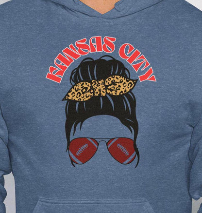 Kansas City Football Fan T-Shirt, Leopard Print Headband, Sunglasses Graphic Tee, Trendy Kansas City Tee, Game Day Outfit, Fan Apparel