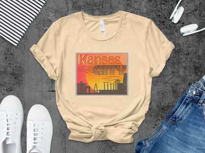 Kansas City Skyline Graphic T-Shirt, Retro Kansas City Tee, Kansas City Souvenir Shirt, Kansas City Lover Gift, Unisex Graphic Tee