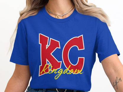 KC Kingdom T-Shirt, Bold Red Lettering, Perfect Fan Apparel, Unique KC Kingdom Design, Casual Wear, Comfortable Tee