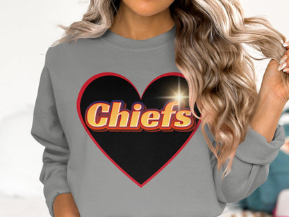 Chiefs Heart Design T-Shirt, Bold Chiefs Fan Tee, Perfect for Sports Enthusiasts, Unique Graphic Tee, Game Day Apparel