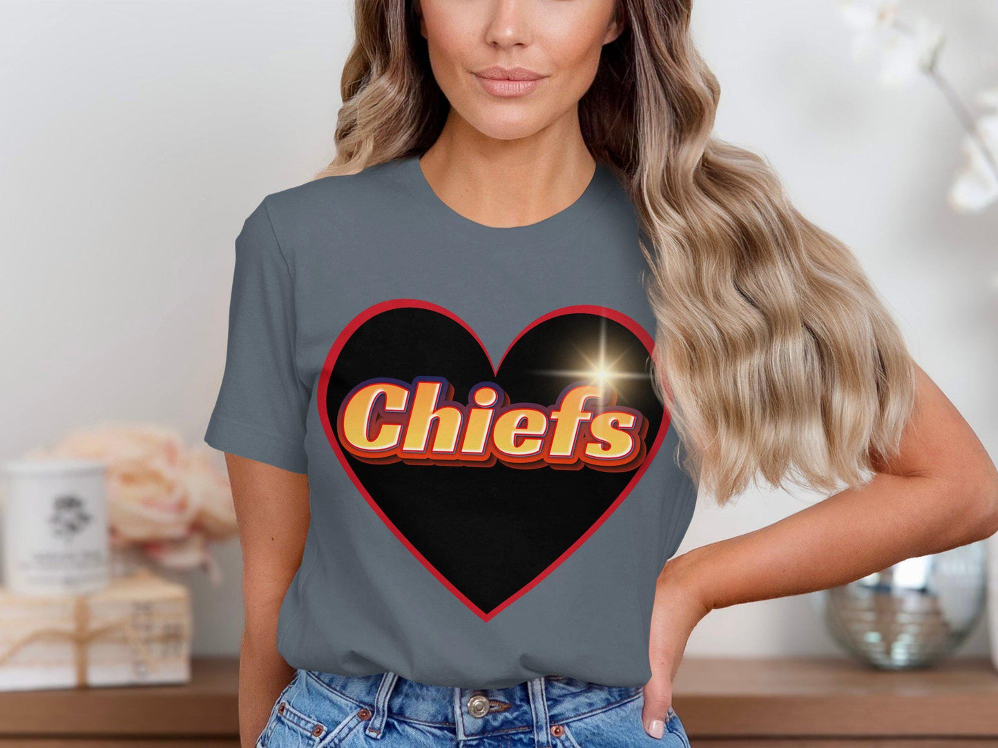 Chiefs Heart Design T-Shirt, Bold Chiefs Fan Tee, Perfect for Sports Enthusiasts, Unique Graphic Tee, Game Day Apparel