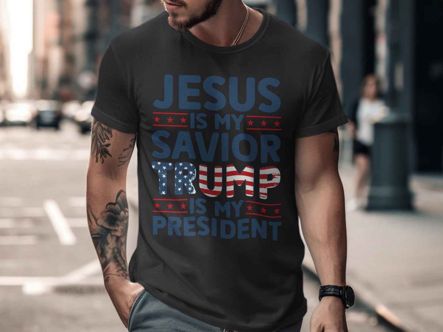 Jesus Is My Savior Trump Is My President Patriotic Christian Shirt, Faith and Politics Tee, Graphic T-Shirt for Believers