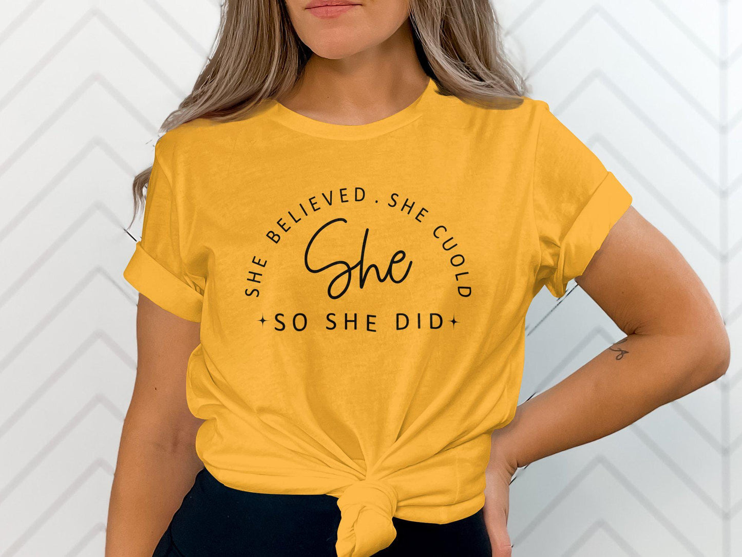 She Believed She Could So She Did T-Shirt, Inspirational Motivational Tee, Positive Quote Shirt, Women's Empowerment Top