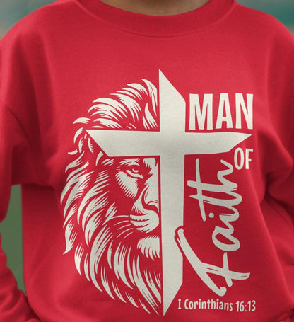 Christian T-Shirt Man of Faith I Corinthians 16:13 Religious Lion Graphic Tee Inspirational Christian Apparel