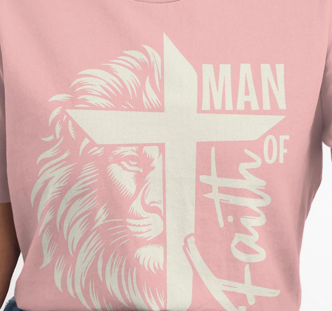 Christian T-Shirt Man of Faith I Corinthians 16:13 Religious Lion Graphic Tee Inspirational Christian Apparel