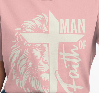 Christian T-Shirt Man of Faith I Corinthians 16:13 Religious Lion Graphic Tee Inspirational Christian Apparel