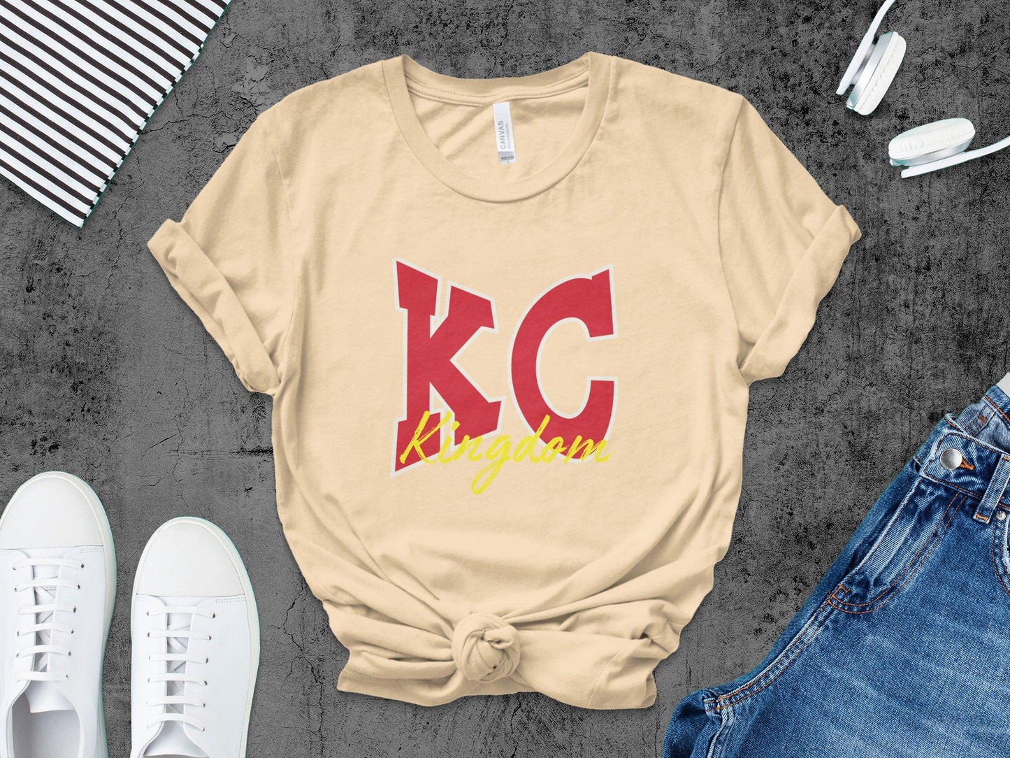 KC Kingdom T-Shirt, Bold Red Lettering, Perfect Fan Apparel, Unique KC Kingdom Design, Casual Wear, Comfortable Tee