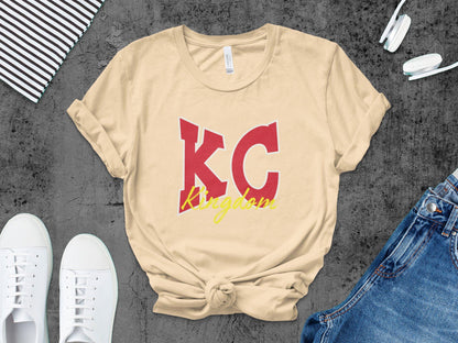 KC Kingdom T-Shirt, Bold Red Lettering, Perfect Fan Apparel, Unique KC Kingdom Design, Casual Wear, Comfortable Tee