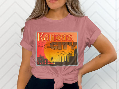 Kansas City Skyline Graphic T-Shirt, Retro Kansas City Tee, Kansas City Souvenir Shirt, Kansas City Lover Gift, Unisex Graphic Tee