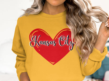 Kansas City Heart T-Shirt, Kansas City Lover Gift, Red Heart Graphic Tee, Kansas City Pride Shirt, Valentines Day Shirt