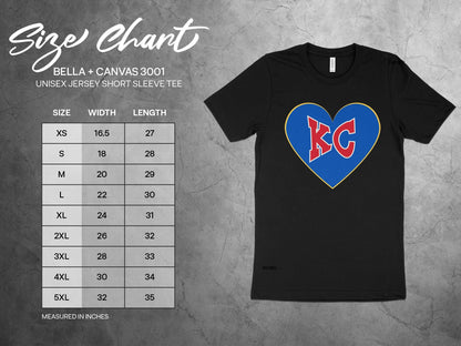 KC Heart Love Graphic Tee, Kansas City Pride Shirt, Sports Wear, KC Fan T-shirt, City Love Apparel, Kansas City Supporter