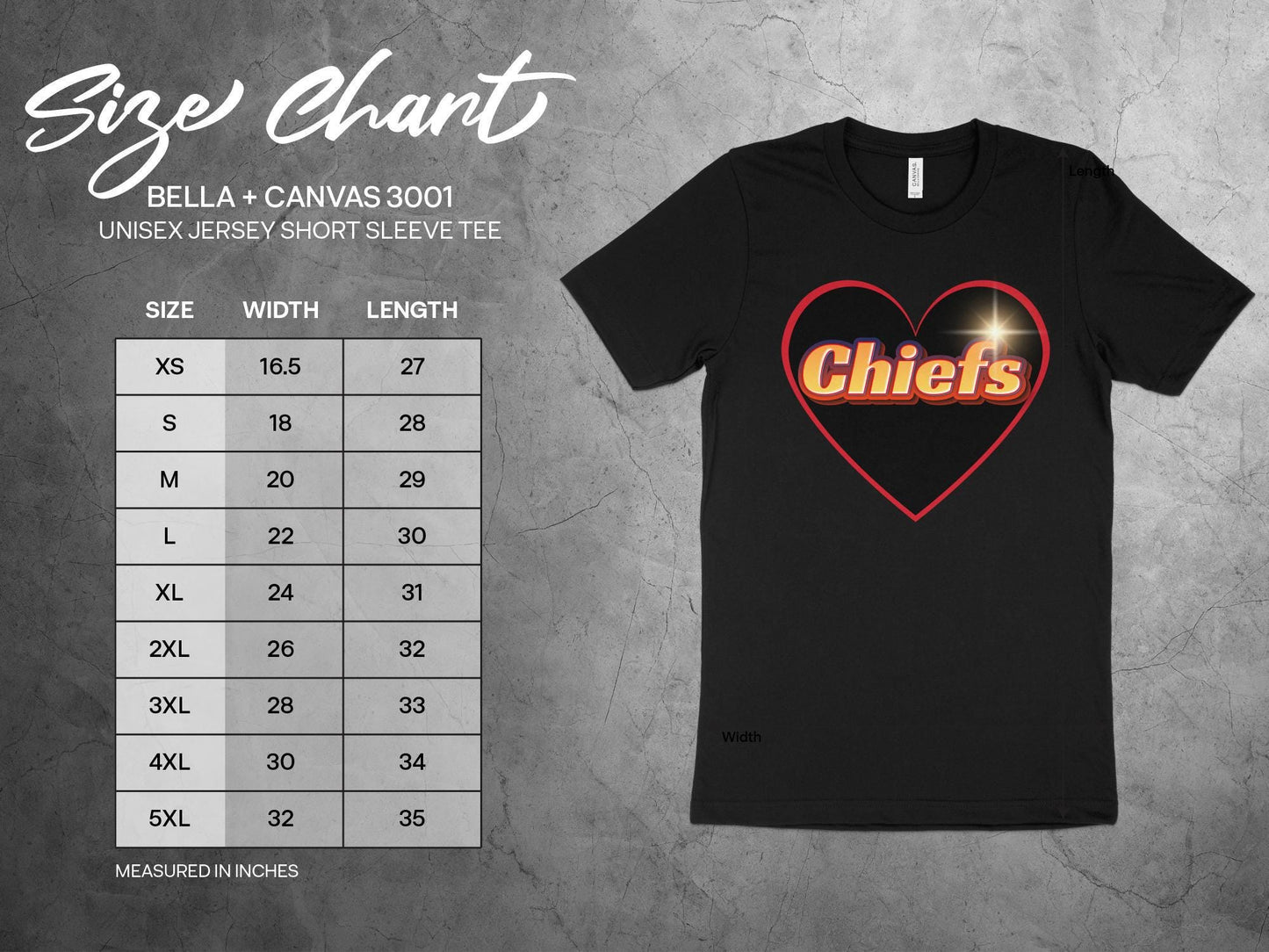 Chiefs Heart Design T-Shirt, Bold Chiefs Fan Tee, Perfect for Sports Enthusiasts, Unique Graphic Tee, Game Day Apparel