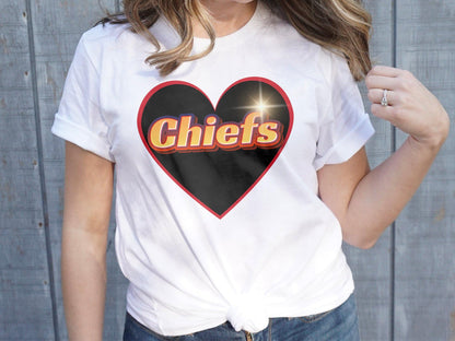 Chiefs Heart Design T-Shirt, Bold Chiefs Fan Tee, Perfect for Sports Enthusiasts, Unique Graphic Tee, Game Day Apparel