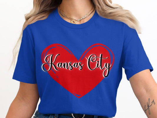 Kansas City Heart T-Shirt, Kansas City Lover Gift, Red Heart Graphic Tee, Kansas City Pride Shirt, Valentines Day Shirt
