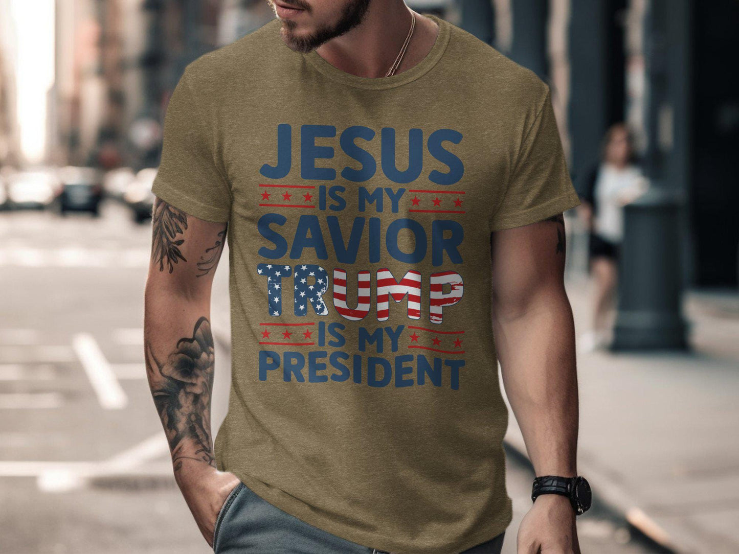 Jesus Is My Savior Trump Is My President Patriotic Christian Shirt, Faith and Politics Tee, Graphic T-Shirt for Believers