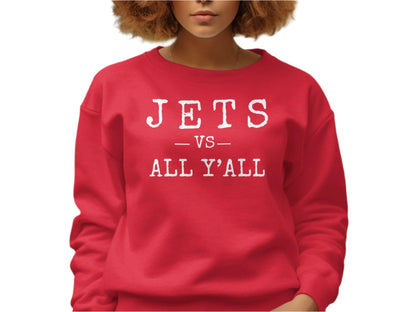 Funny Sports Rivalry T-Shirt, Jets VS All Y'all, Humorous Tee for Men and Women, Unique Sports Team Gift, Casual Graphic Shirt