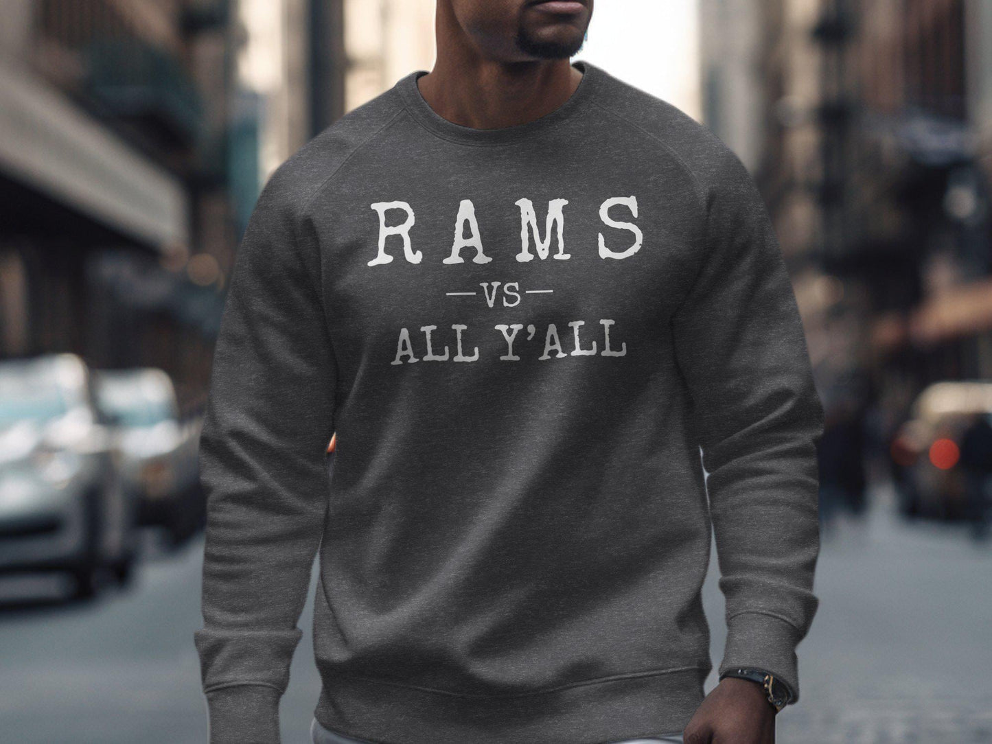 Funny Football Fan T-Shirt, Rams vs All Y'all, Game Day Tee, Unisex Graphic Tee, Vintage Style Sports Shirt, Gift for Fans