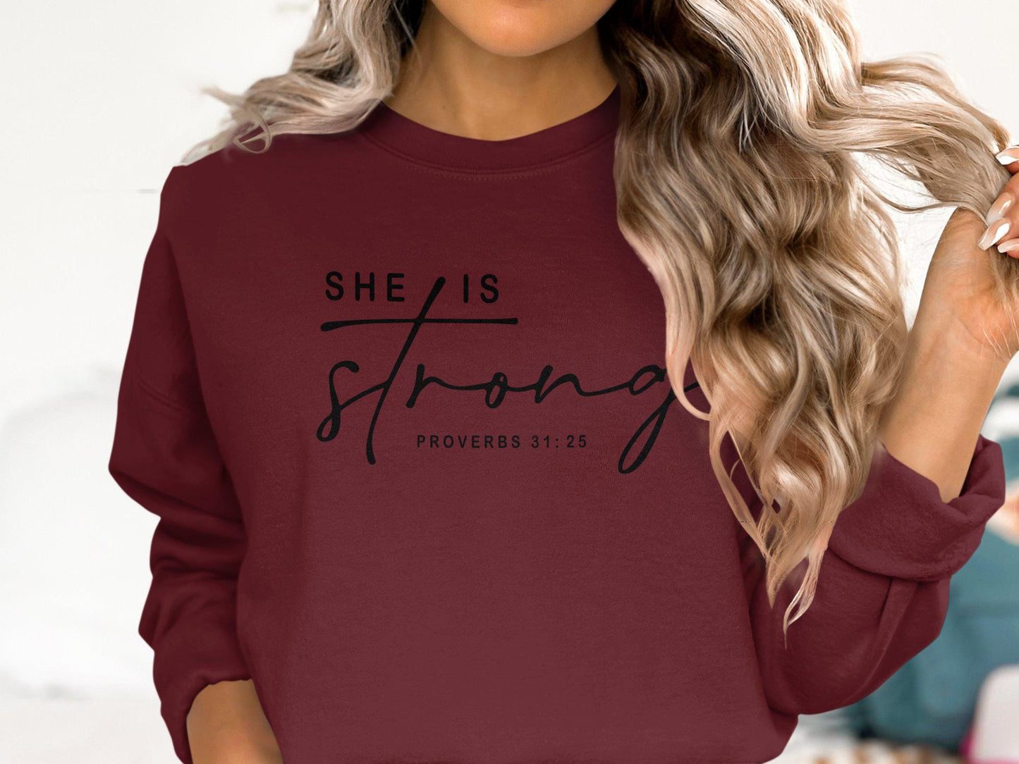 Inspirational She Is Strong T-Shirt, Proverbs 31 25 Quote Tee, Motivational Bible Verse Shirt, Faith Based Graphic Tee, Christian Gift