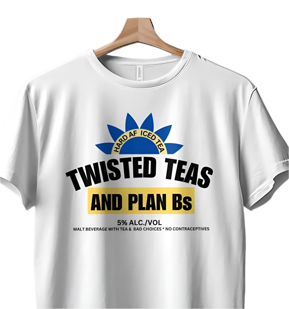 Twisted Teas and Plan Bs Logo T-Shirt, Hard AF Iced Tea Graphic Tee, Casual Drink Inspired Shirt