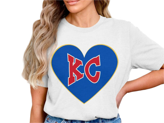 KC Heart Love Graphic Tee, Kansas City Pride Shirt, Sports Wear, KC Fan T-shirt, City Love Apparel, Kansas City Supporter