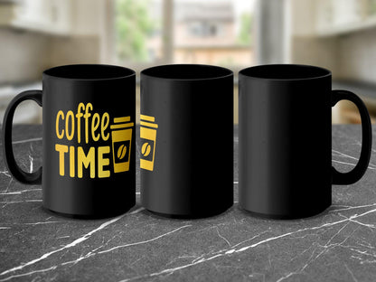 Coffee Time Mug, Fun Coffee Lover Gift, Unique Coffee Cup, Morning Coffee Mug, Coffee Enthusiast Gift, Bright Yellow Design