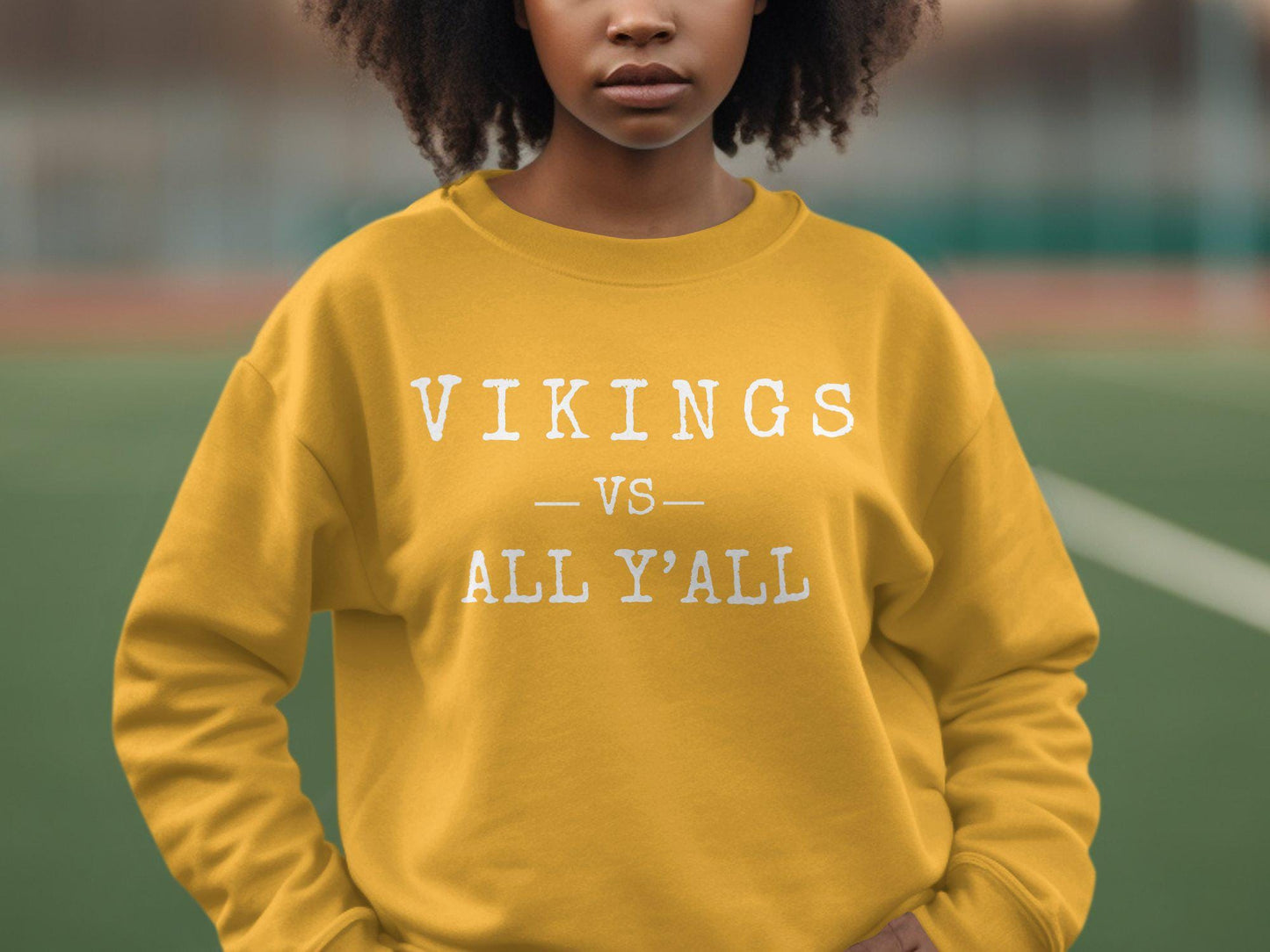 Vikings vs All Y'all Graphic Tee, Funny Statement Shirt, Bold Lettering T-Shirt, Unique Humor Tee, Casual Wear, Unisex Top