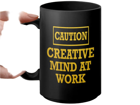 Caution Creative Mind at Work Mug, Motivational Coffee Mug, Fun Office Gift, Unique Creativity Mug, Artistic Inspiration Mug