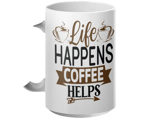 Life Happens Coffee Helps Mug Funny Quote Mug Inspirational Coffee Mug Gift for Coffee Lovers Unique Coffee Cup Beverage Mug