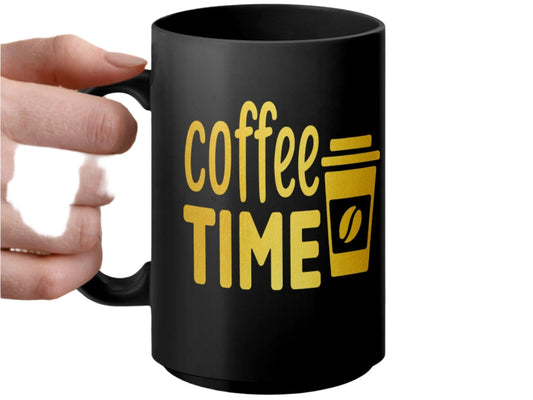 Coffee Time Mug, Fun Coffee Lover Gift, Unique Coffee Cup, Morning Coffee Mug, Coffee Enthusiast Gift, Bright Yellow Design
