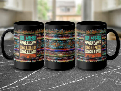 Jesus The Way The Truth The Life Mug, Inspirational Religious Mug, Motivational Coffee Mug, Unique Gift Idea, Colorful Design Mug