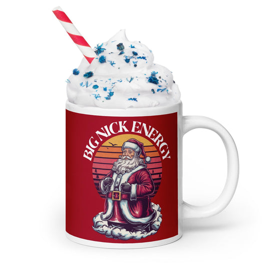 Funny Big Nick Energy White Glossy Christmas Mug