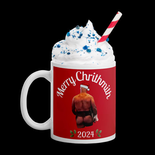 Funny Tyson Booty Christmas White glossy mug
